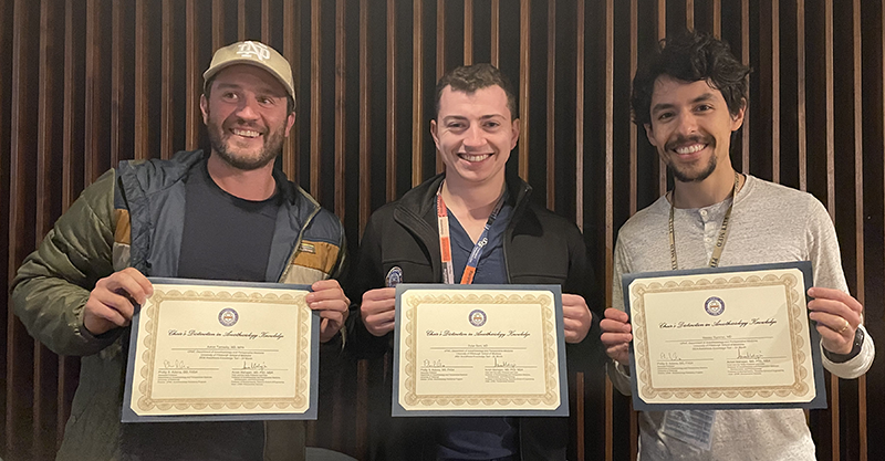 L to R: Drs. Aaron Tarnasky, Dylan Bard, and Wesley Ramirez