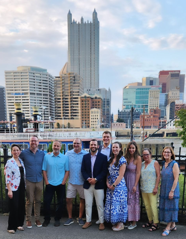 L to R: Drs. Grace Lim, Tyler Smith, Joe Derenzo, Ryan Romeo, Brendan Lynch, Henry Paiste, Madeline Martell, Alexandra Nichols, Patricia Dalby, and Marcia Timko-Shannon