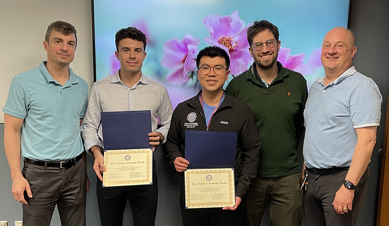 Drs. Phil Adams (Residency Program Director), Fernando Brea Parrilla, Henry Guo, Konstantinos Alfaras-Melainis (Residency Assistant Program Director), and David Metro (Senior Vice Chair for Education and Faculty Affairs)