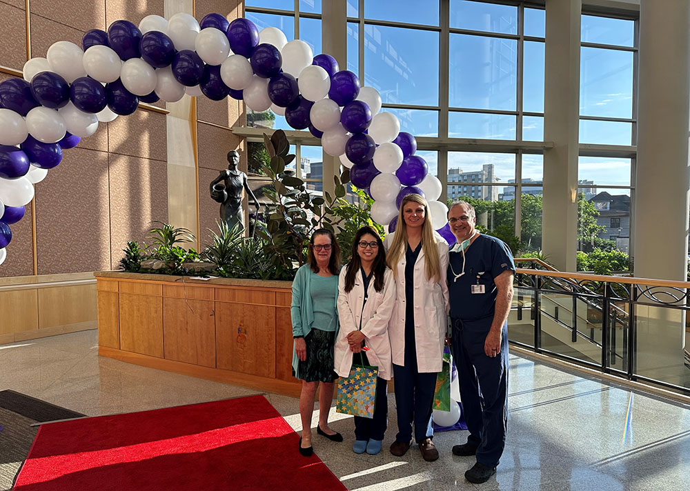 Dr. Patricia Dalby (Program Director, OB Anesthesiology Fellowship), 2024 graduates Drs. Kumiko Chino and Kylie Grady, and Dr. Ryan Romeo (Associate Program Director, OB Anesthesiology Fellowship)