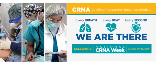 "A graphic with three doctors and an advertisement for National CRNA Week"