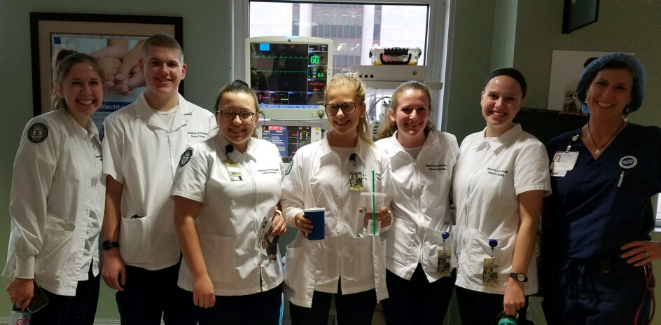 "A group of nursing students at the University of Pittsburgh"