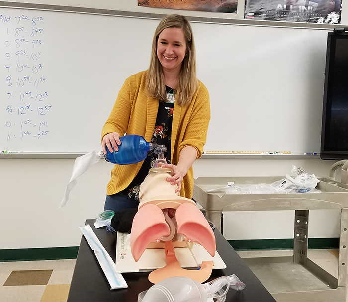 "A demonstration on intubation on a mannequin"