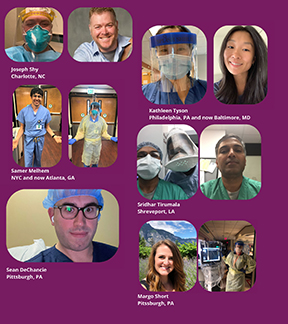 "A graphic poster by UPMC highlighting a selection of medical professionals and COVID-19 work"