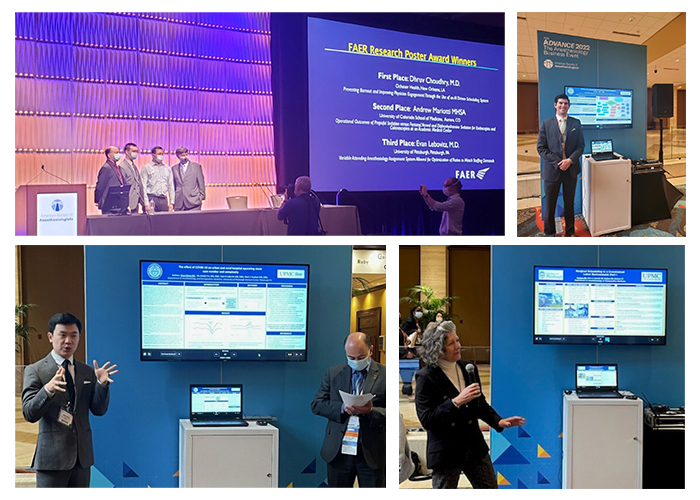 "Four pictures of department members presenting at the ASA Advance meeting"