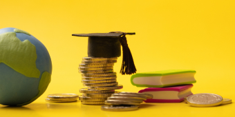 globe, coins, books, and academic cap