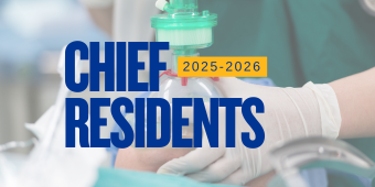 The words "Chief Residents 2025-2026" on top of an image of a patient being administered a bag mask